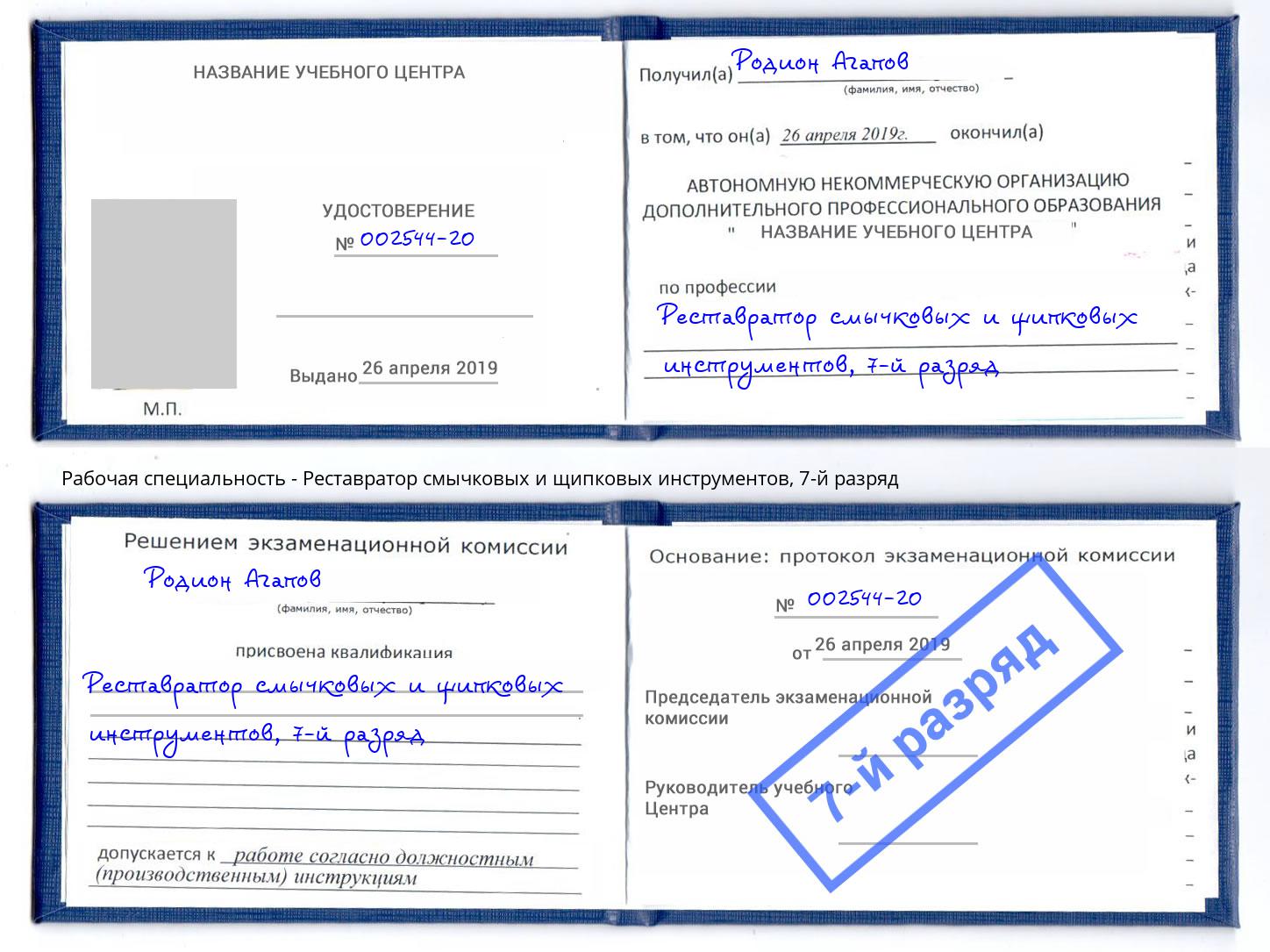 корочка 7-й разряд Реставратор смычковых и щипковых инструментов Ярцево