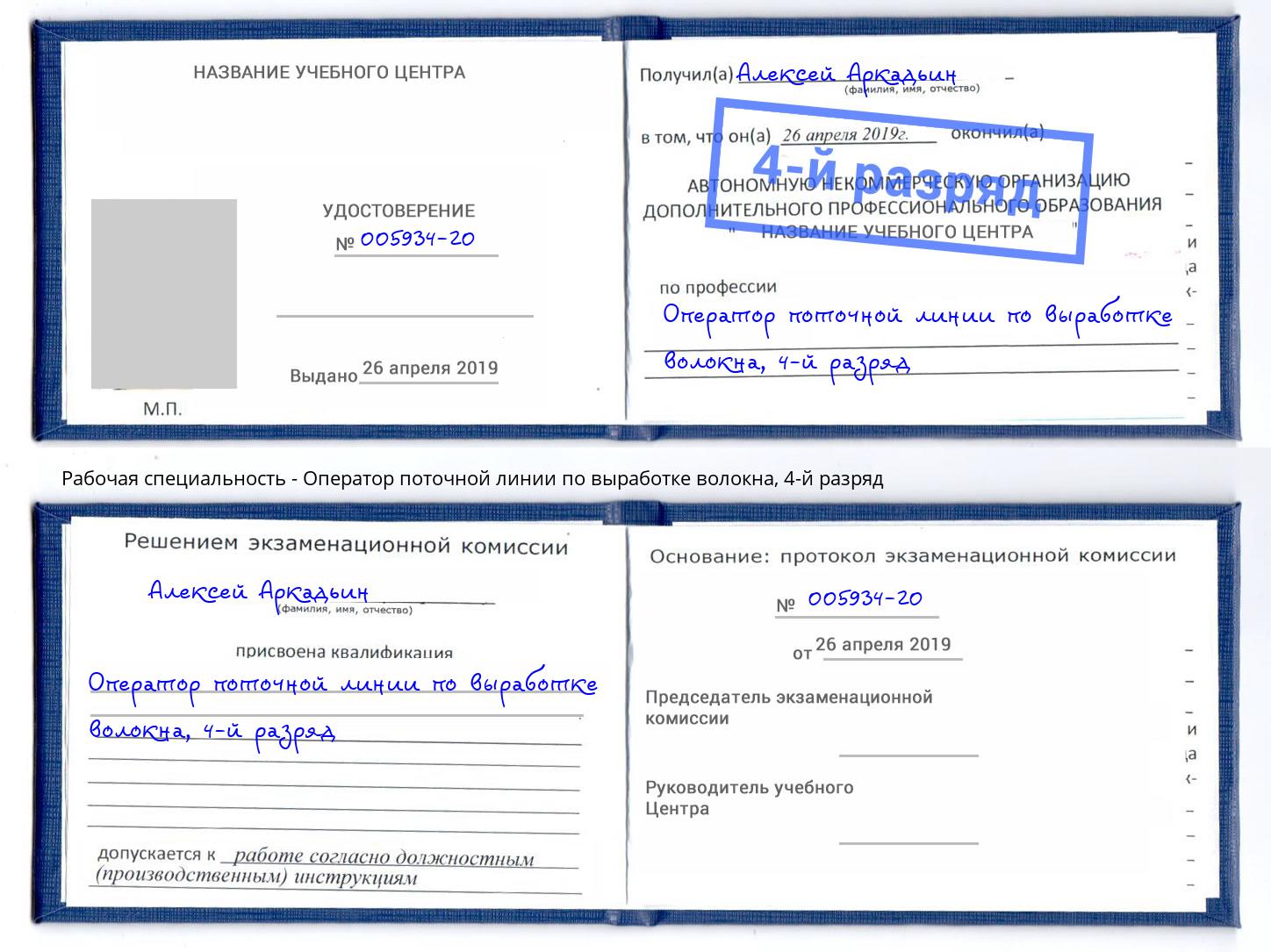 корочка 4-й разряд Оператор поточной линии по выработке волокна Ярцево